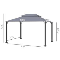 OUTSUNNY 3x4m 2-Tier Gazebo Aluminium Garden Marquee Party Tent Dark Grey - thumbnail 3