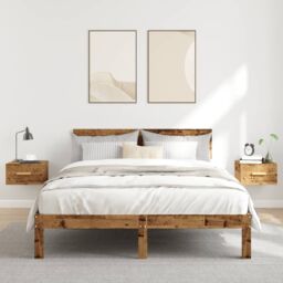 Berkfield Home Wall-mounted Bedside Cabinets 2 pcs Old Wood 35x35x20 cm in Brown - Size: 35 x 35 x 20 cm - thumbnail 3