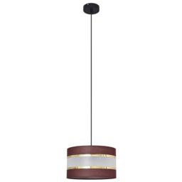Netlighting Helen Cylindrical Pendant Ceiling Light Brown Gold Black 25cm - thumbnail 1