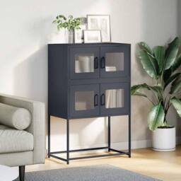 Berkfield Home Highboard Anthracite 68x39x107 cm Steel in Dark Grey - Size: 68 x 39 x 107 cm - thumbnail 3