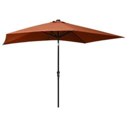 Berkfield Home Parasol with LEDs & Steel Pole Terracotta 2x3 m in Burnt Orange - thumbnail 4