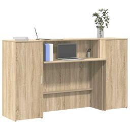 Berkfield Home Reception Desk Sonoma Oak 180x50x103.5 cm Engineered Wood in Brown - thumbnail 1