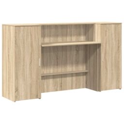 Berkfield Home Reception Desk Sonoma Oak 180x50x103.5 cm Engineered Wood in Brown - thumbnail 2