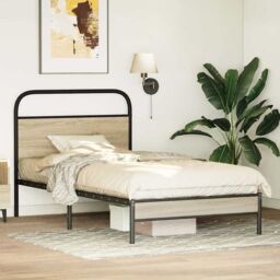 Berkfield Home Bed Frame Without Mattress 90x190 cm Smoked Oak Engineered Wood in Brown - thumbnail 4