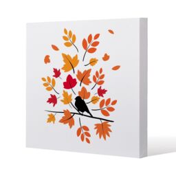Benjamin Tate Design Autumn Bird on Branch (Canvas Print) / 127 x 127 x 4cm in Natural - Size: 127 x 127 x 4 cm - thumbnail 1