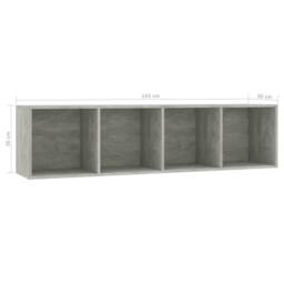 Berkfield Home Book Cabinet/TV Cabinet Concrete Grey 143x30x36 cm - Size: 143 x 30 x 36 cm - thumbnail 8