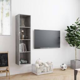 Berkfield Home Book Cabinet/TV Cabinet Concrete Grey 143x30x36 cm - Size: 143 x 30 x 36 cm - thumbnail 3
