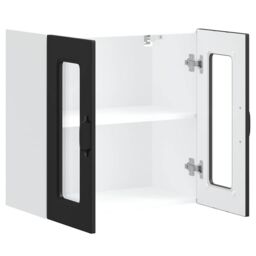 Berkfield Home Kitchen Wall Cabinet with Glass Door Kalmar Black Engineered Wood - thumbnail 6