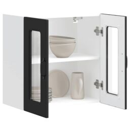 Berkfield Home Kitchen Wall Cabinet with Glass Door Kalmar Black Engineered Wood - thumbnail 5