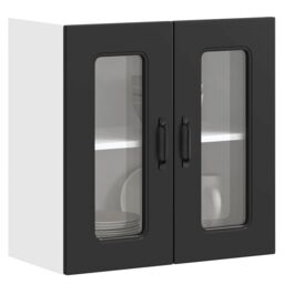 Berkfield Home Kitchen Wall Cabinet with Glass Door Kalmar Black Engineered Wood