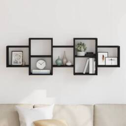Berkfield Home Wall Shelf Black Oak 129x18x42 cm Engineered Wood - Size: 129 x 18 x 42 cm - thumbnail 3
