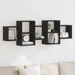 Berkfield Home Wall Shelf Black Oak 129x18x42 cm Engineered Wood - Size: 129 x 18 x 42 cm - thumbnail 2