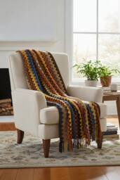 Living and Home Bohemian Sofa Throw Blanket with Tassels in Brown - thumbnail 2