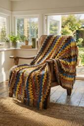 Living and Home Bohemian Sofa Throw Blanket with Tassels in Brown - thumbnail 1