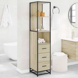 Berkfield Home Comfortable Bathroom Cabinet Sonoma Oak 35x37.5x166 cm Engineered Wood in Light Brown - thumbnail 4