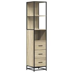 Berkfield Home Comfortable Bathroom Cabinet Sonoma Oak 35x37.5x166 cm Engineered Wood in Light Brown - thumbnail 3