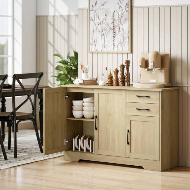 HOMCOM Sideboard with Soft-Close Doors, Modern Storage Cabinet Natural - image 1