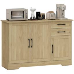 HOMCOM Sideboard with Soft-Close Doors, Modern Storage Cabinet Natural - thumbnail 2