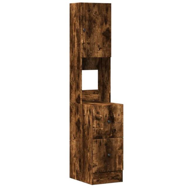 Berkfield Home Kitchen Cabinet Smoked Oak 35x50x180 cm Engineered Wood in Brown - Size: 35 x 50 x 180 cm - image 1