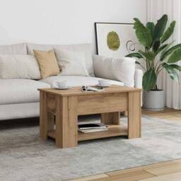 Berkfield Home Coffee Table Artisan Oak 79x49x41 cm Engineered Wood in Brown - Size: 79 x 49 x 41 cm - thumbnail 2