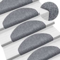 Berkfield Home 15 Self-adhesive Stair Mats Needle Punch 65x21x4 cm Light Grey - Size: Medium - thumbnail 1