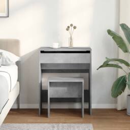 Berkfield Home Beautiful Dressing Table & Stool Concrete Grey 60x40x113.5 cm