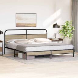 Berkfield Home Metal Bed Frame without Mattress Smoked Oak 180x200 cm Super King in Brown - thumbnail 4