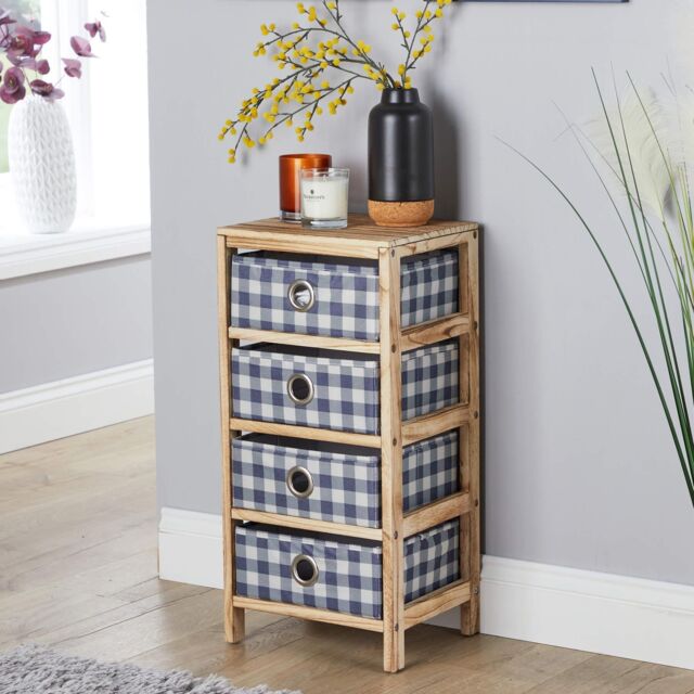 Home Source Wooden Chest 4 Storage Drawers Bedroom Organiser Coastal Style in Brown - image 1