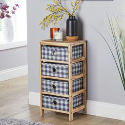 Home Source Wooden Chest 4 Storage Drawers Bedroom Organiser Coastal Style in Brown - thumbnail 1