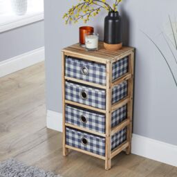 Home Source Wooden Chest 4 Storage Drawers Bedroom Organiser Coastal Style in Brown - thumbnail 2