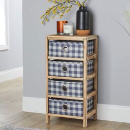 Home Source Wooden Chest 4 Storage Drawers Bedroom Organiser Coastal Style in Brown - thumbnail 3