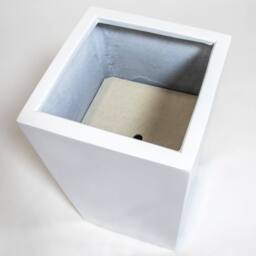 Primrose Black Gloss Polystone Tall Square Cubic Outdoor Planter 60cm in White - thumbnail 3
