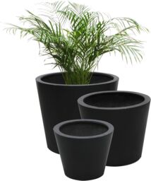 Primrose Set of 2 Polystone Black Round Indoor Outdoor Planter 40cm - thumbnail 3