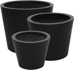 Primrose Set of 2 Polystone Black Round Indoor Outdoor Planter 40cm - thumbnail 4
