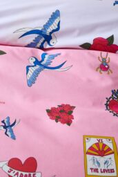 Their Nibs 'Mon Coeur' Cotton Reversible Duvet Cover Set in Pink - Size: King - thumbnail 5