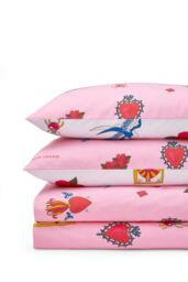 Their Nibs 'Mon Coeur' Cotton Reversible Duvet Cover Set in Pink - Size: King - thumbnail 6