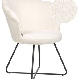 Wyld and Coco X Armless Bouclé Shell Chair White - Black Metal Frame - thumbnail 2