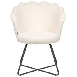 Wyld and Coco X Armless Bouclé Shell Chair White - Black Metal Frame - thumbnail 5