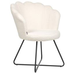 Wyld and Coco X Armless Bouclé Shell Chair White - Black Metal Frame - thumbnail 3