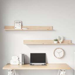 Berkfield Home Wall Shelves 2 pcs 110x11x9 cm Solid Wood Pine in Natural - Size: 110 x 11 x 9 cm - thumbnail 5