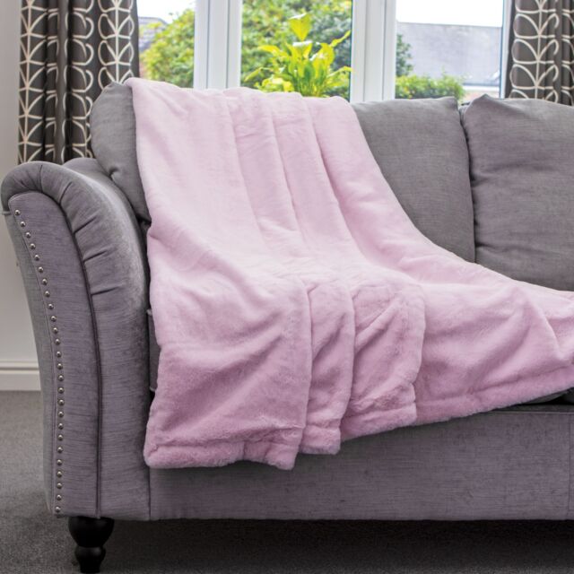 Dreamcatcher Luxury Faux Fur Polyester Throw Over Blanket 160x130cm in Pink - Size: 160x130 cm - image 1