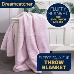 Dreamcatcher Luxury Faux Fur Polyester Throw Over Blanket 160x130cm in Pink - Size: 160x130 cm - thumbnail 3