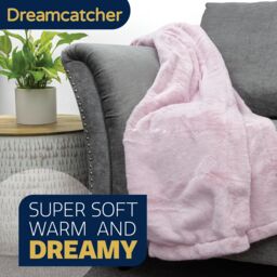 Dreamcatcher Luxury Faux Fur Polyester Throw Over Blanket 160x130cm in Pink - Size: 160x130 cm - thumbnail 6