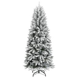 Berkfield Home Artificial Christmas Tree with Flocked Snow 180 cm PVC&PE in White - thumbnail 1