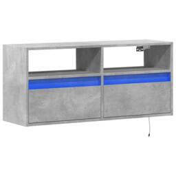 Berkfield Home TV Wall Cabinet with LED Lights Concrete Grey 100x31x45 cm - Size: 100 x 31 x 45 cm - thumbnail 3