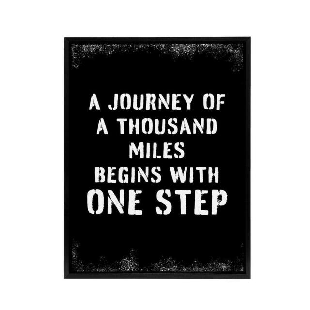"Artery8 Begins With One Step Motivational Quote Framed Canvas Wall Art Print in Black - Size: W12"" x H16""" - image 1