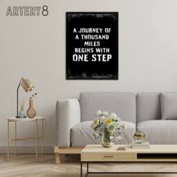 "Artery8 Begins With One Step Motivational Quote Framed Canvas Wall Art Print in Black - Size: W12"" x H16""" - thumbnail 3