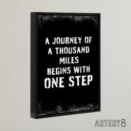 "Artery8 Begins With One Step Motivational Quote Framed Canvas Wall Art Print in Black - Size: W12"" x H16""" - thumbnail 2