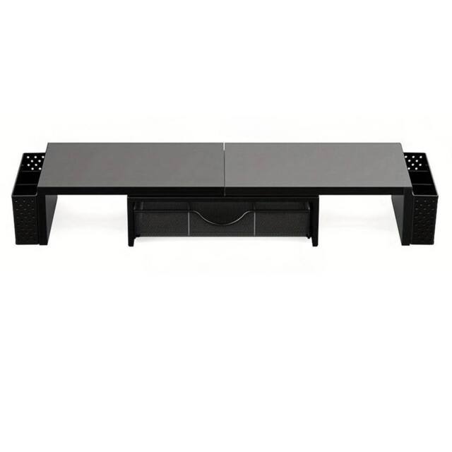 SPETLEK Dual Monitor Stand 2 Shelves Desk Riser Organizer Black - Size: 0.6m2 - image 1