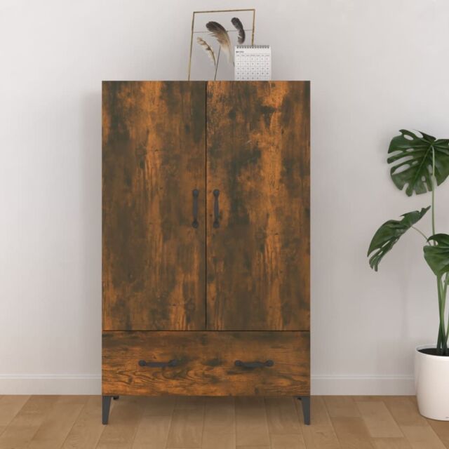 Berkfield Home Highboard Smoked Oak 70x31x115 cm Engineered Wood in Brown - Size: 70 x 31 x 115 cm - image 1